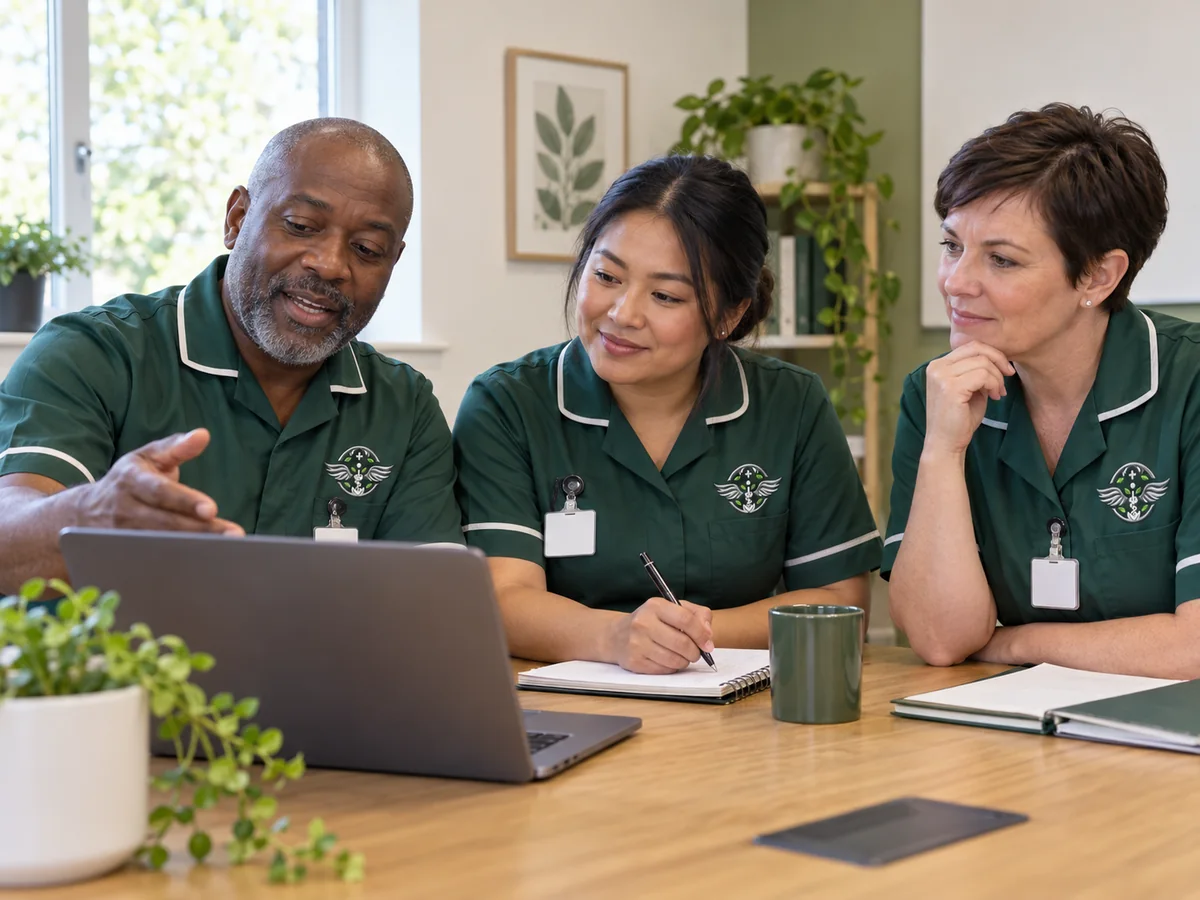 Professionals learning together; illustrative scene